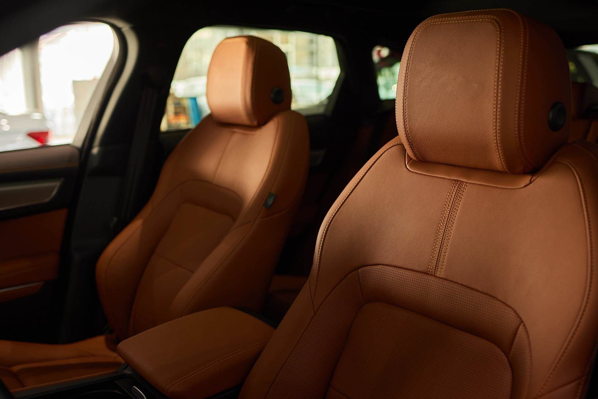 Car on a road driving through a forest